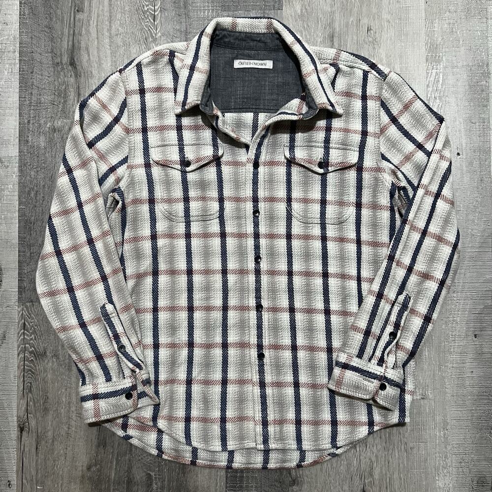 Outerknown Shirt Mens Large Multicolor Plaid White Blanket Shirt Organic Cotton